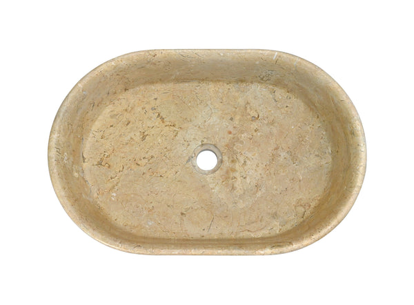 English Elm Gold Marble Vessel Sink - Luxurious Natural Stone With Warm Veining, Polished Finish, 23.6X15.7 Inches W1696P333272