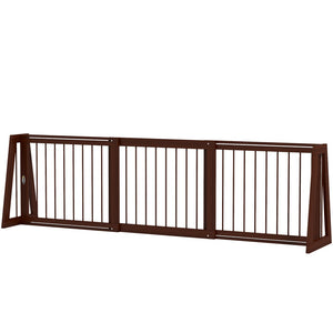 English Elm Pawhut Freestanding Wood Pet Gate Three Panel Accordion Design for Home Interiors W2225P229555