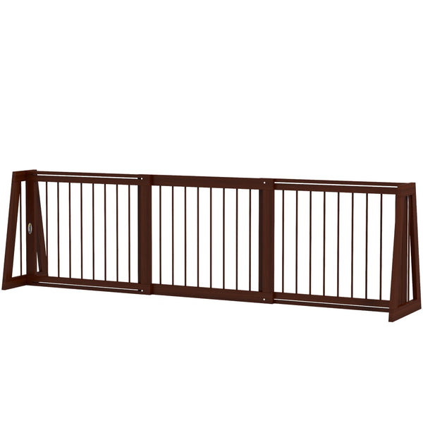 English Elm Pawhut Freestanding Wood Pet Gate Three Panel Accordion Design for Home Interiors W2225P229555