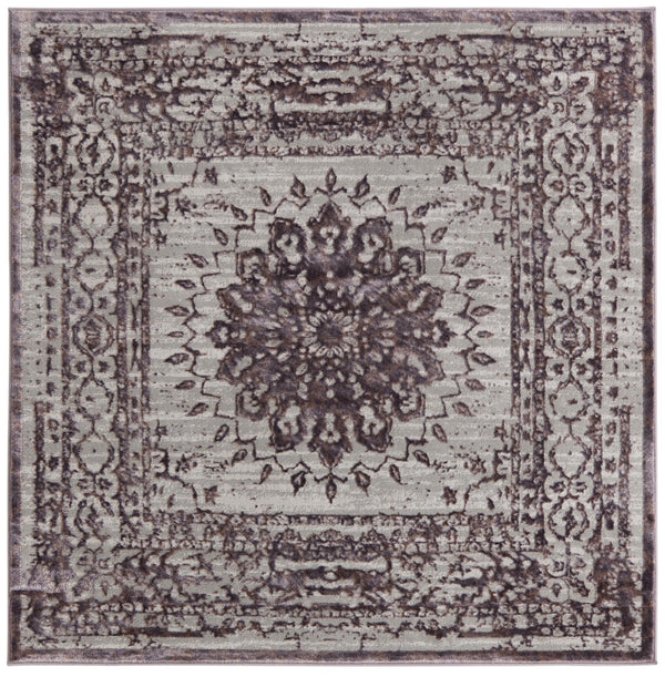 Unique Loom Aberdeen Derbyshire Machine Made Medallion Rug Violet, Ivory/Beige 5' 3" x 5' 3"