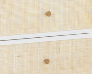 Sunpan TIERRA Dresser - Coastal Charm with Artisan Rattan, Antique White Finish, 9 Spacious Drawers for Storage 109790