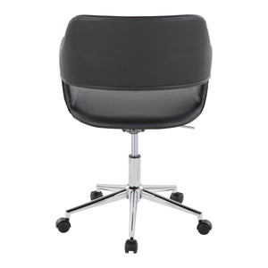 English Elm Margarite Modern Task Chair: Sleek Chrome & Black Faux Leather, Ergonomic Comfort For Home Office B202P223919