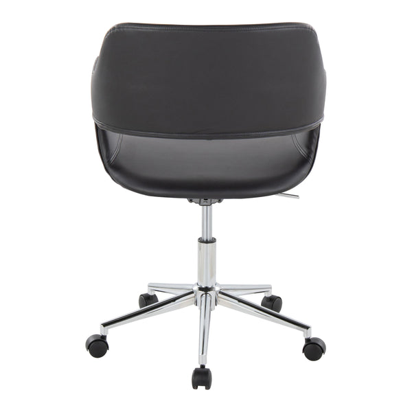 English Elm Margarite Modern Task Chair: Sleek Chrome & Black Faux Leather, Ergonomic Comfort For Home Office B202P223919