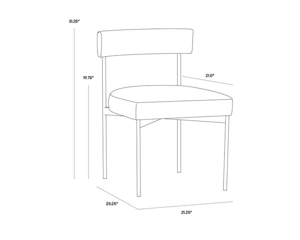 Sunpan SENECA Dining Chair - Chic Bravo Cognac Faux Leather with Antique Brass Frame for Modern Spaces 112566