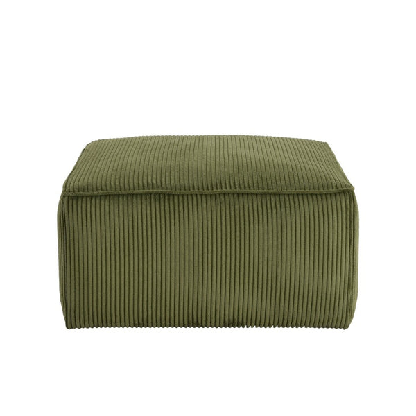 English Elm Upholstered Corduroy Square Ottoman with Pocket Coil Support for Living Room Use N757P180768E