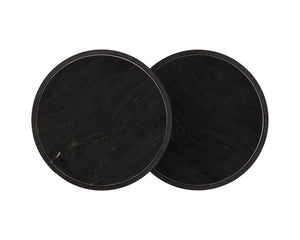 Sunpan Kyrie Nesting End Tables - Artisan Crafted Black Marble & Antique Brass Set of 2 for Unique Style