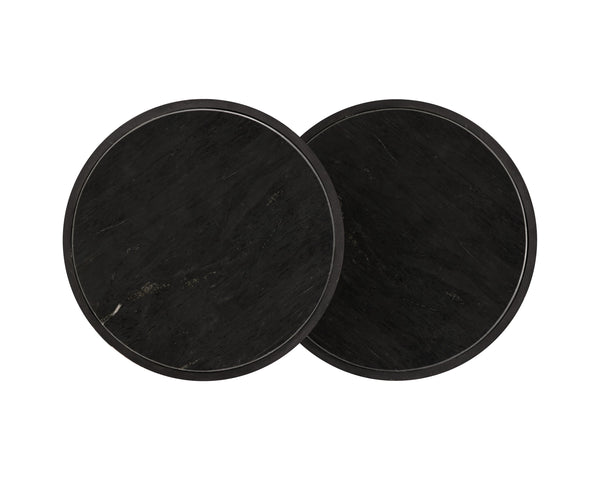 Sunpan Kyrie Nesting End Tables - Artisan Crafted Black Marble & Antique Brass Set of 2 for Unique Style