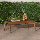 English Elm Walker Edison - Modern Slat-Top Solid Acacia Wood Patio Coffee Table – Dark Brown