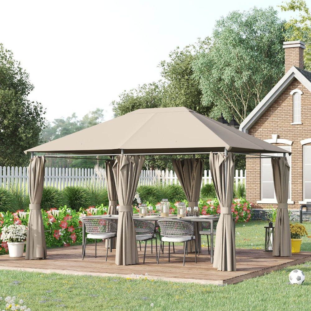 English Elm Outsunny 10' X 13' Outdoor Patio Gazebo Canopy With 6 Sidewalls, Steel Frame For Stylish Shade & Comfort W2225P174175-GIGA