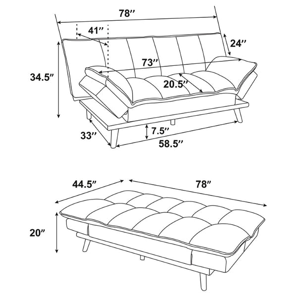 English Elm Fullerton Velvet Channel Tufted Convertible Sleeper Sofa with Splayed Legs for Studio Spaces B062P447778