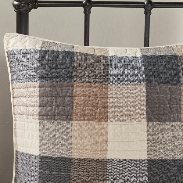 English Elm 6 Piece Herringbone Quilt Set With Decorative Pillows - Cozy Lodge Style For King/Cal King Beds B03597578