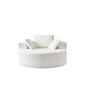 English Elm 55"l Teddy Fleece Round Chaise Chair Plush Foam Seating for Modern Living Rooms Beige W1669P368367