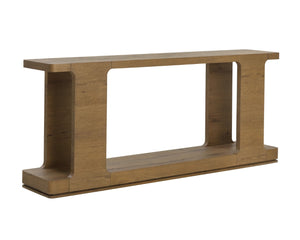 Sunpan HERCULES Console Table - Sculptural Design with Reclaimed Oak, Perfect for Entryways and Living Rooms Honey Grey 112530