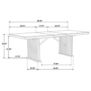 English Elm Dreydon Reeded Rubberwood Extendable Dining Set Seats Six in Farmhouse Style B062S01781