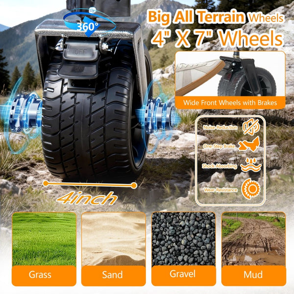 English Elm 55" Double Decker Collapsible Wagon 560lb Capacity Alloy Steel Frame All-terrain Wheels Dark Blue W2932P405186