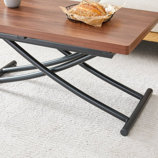 English Elm Table And Chair Set - Modern Adjustable Lift-Top Design, Walnut Mdf With Black Metal Legs & 4 Chairs W1151S03776-GIGA