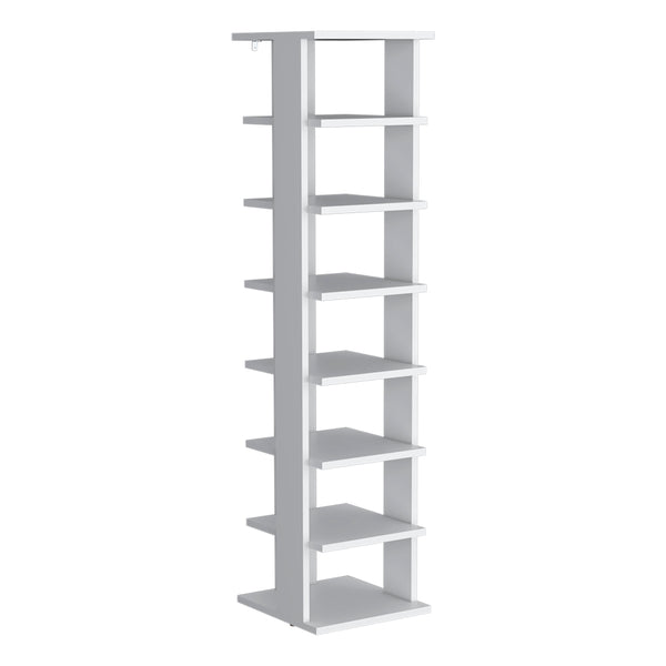 English Elm Banks Vertical Shoe Rack Organizer 7-Shelf White Engineered Wood Space-Saving Durable Storage Unit B092P306241