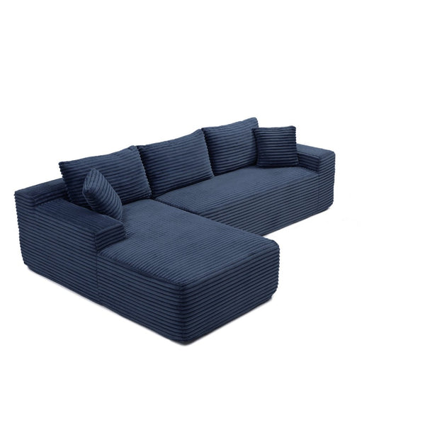 English Elm 105'' Modular Cloud Sectional with Deep Corduroy Cushions for Living Room Lounging W1117S00334