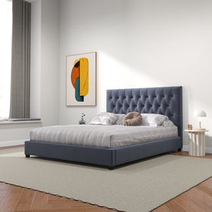English Elm Ashcroft Furniture - Donald Mid Century Modern Grey Velvet King Bed – Luxurious Comfort & Timeless Design For Your Bedroom B183S00063
