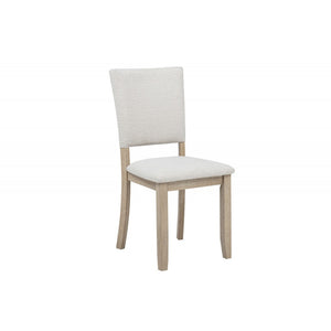 English Elm Light Oak Wood Dining Chairs Set of 2 with Beige Upholstered Soft Cushions, Coastal-Modern Comfort Design B011P373679