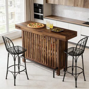 English Elm Bar Table Two Tier Industrial Metal Frame Open Shelf Home Kitchen Entertaining Stand T3971P452823