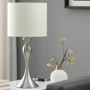 English Elm 24.5" Bailey Brushed Silver Modern Table Lamp – Elegant Candlestick Design With Off-White Shade B072P222432