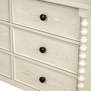 JLA Home Madison Park Signature - Small Dresser with Six Drawers, Vintage-Inspired Spindle Legs, Anti-Tip Safety & Quiet Glides Antique Cream MPS137-0319