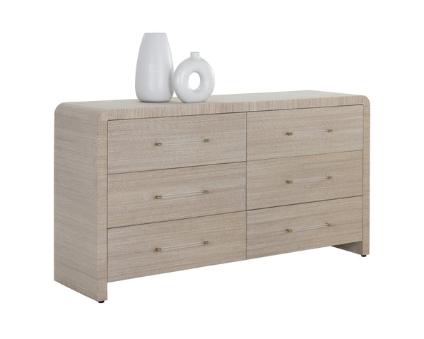 Sunpan ATHERTON Dresser - Sand Textured Storage Solution with Modern Style and Artisanal Character for Home 112285