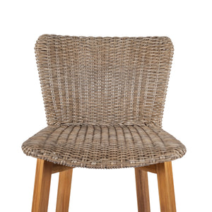 English Elm Christopher Knight Home® - Lymington Outdoor Bar Stool Set of 2 — Durable Acacia & Wicker Craft, Ergonomic 105° Backrest Comfort Light Brown,Teak N775P278094B