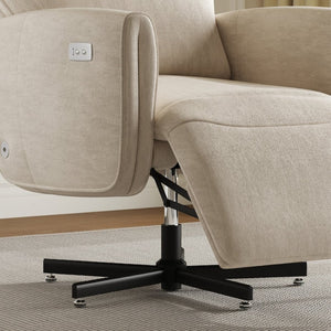 English Elm Power Swivel Velvet Recliner with Usb Charging for Living Room or Home Office Beige White W3568P431978