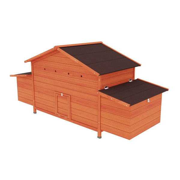 English Elm Large Wooden Backyard Chicken Coop with Dual Nesting Boxes and Leakproof Pullout Tray W3166P331246