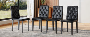 English Elm 4-piece Brown Suede Dining Chair Set with Tufted Back and Walnut Metal Legs Black W1151P361172