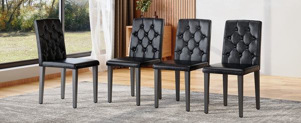 English Elm 4-piece Brown Suede Dining Chair Set with Tufted Back and Walnut Metal Legs Black W1151P361172