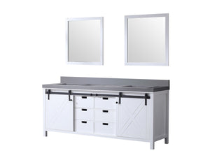 English Elm White Double Bath Vanity With Grey Quartz Top, 2 Mirrors, Ample Storage & Soft-Close Drawers B2731S00858-GIGA