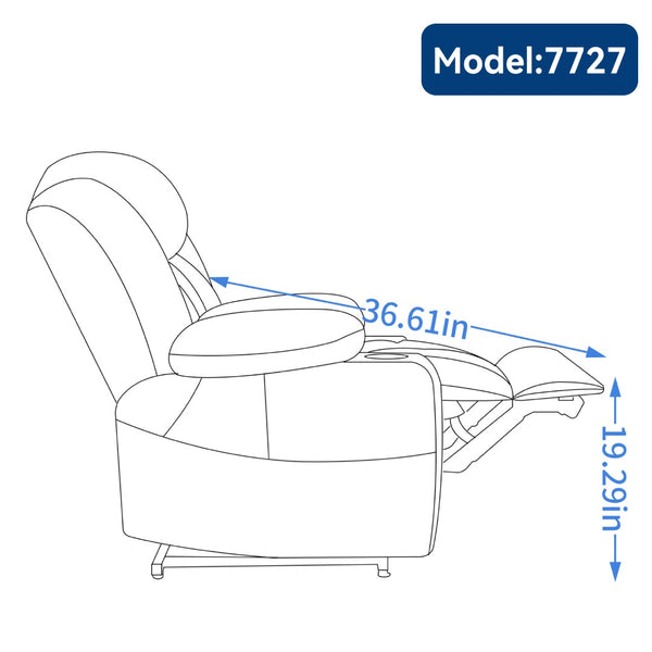English Elm Dual Motor Power Lift Recliner with Massage Heat and Leatherair Upholstery for Living Room W3224P290208
