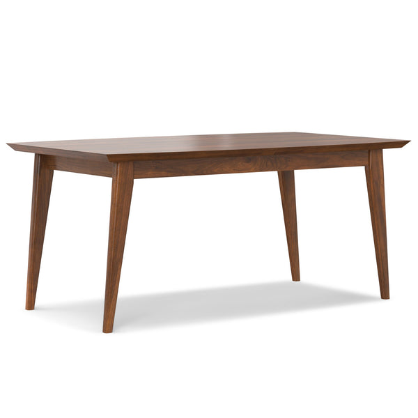 English Elm Draper Mid-Century Extendable Dining Table 66–84" x 40" Walnut Veneer, Solid Rubberwood Legs, Durable Lace B136P266896