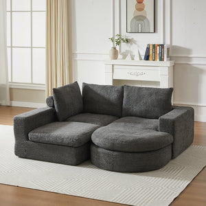 English Elm 99-Inch Chenille Cloud Curved Sectional Sofa With Reversible Chaise For Stylish Living Spaces W834S00477