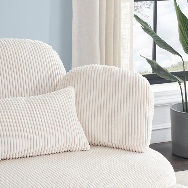 English Elm 61 Corduroy Compact Sofa with Solid Wood Frame, 500lb Capacity, Sponge Cushions, Modern Small Space Appeal Beige W1278P360540