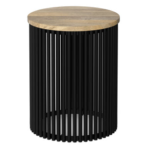 English Elm Demy Tall Side Table with Solid Mango Wood Top & Black Metal Base, Slim Eco-Friendly Accent (98) B136P361859