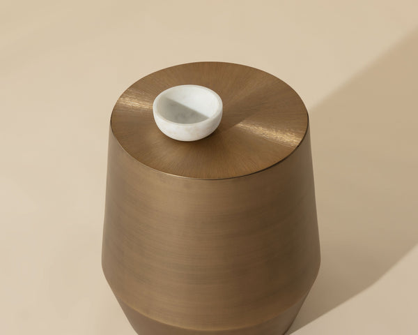 Sunpan Creed End Table - Hand-Hammered Drum Design with Captivating Finish for Stylish Living Spaces Antique Gold