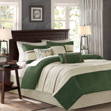 Madison Park Palmer Transitional 7 PC Pieced Faux Suede Comforter Set MP10-7490 Green