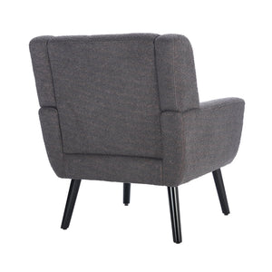 English Elm Modern Pu Leather Ergonomic Accent Chair with Padded Arms and Matte Black Legs Grey W676P172469