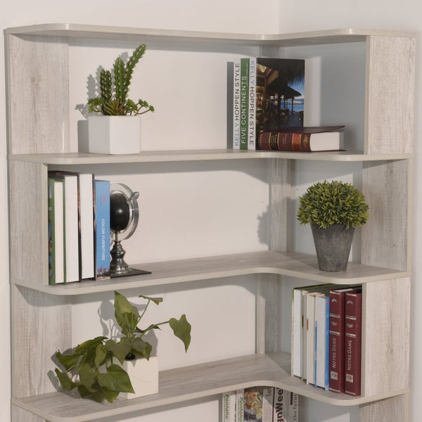 English Elm 90cm L-shaped Corner Bookcase Five Tier Mdf Open Shelving Unit for Home Office W2899P444152