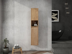 English Elm 12" Bathroom Side Cabinet - Modern Float Mount, Soft Close Doors & Reversible Design For Space-Saving W999S00375