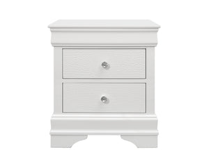 English Elm SHAKER Crystal-Tufted Full 5PC Bedroom Set with LED Lighting, Padded Headboard, Storage Drawers White 68.31 L x 35.43 W x 7.68 H B201S00344