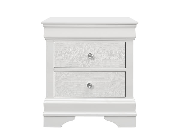 English Elm SHAKER Crystal-Tufted Full 5PC Bedroom Set with LED Lighting, Padded Headboard, Storage Drawers White 68.31 L x 35.43 W x 7.68 H B201S00344
