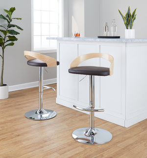 English Elm Adjustable Swivel Barstools Set of 3 Faux Leather Chrome Base Kitchen Counter B202S02031