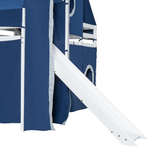 English Elm Full Size Castle Loft Bed with Tent Canopy and Tower for Kids Playroom LT000569AAC-1