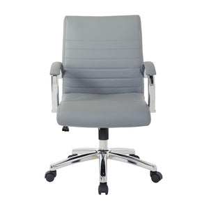 OSP Home Furnishings Executive Low Back Faux Leather Office Chair with Chrome Base for Professional Workspaces Charcoal FL92011C-U42
