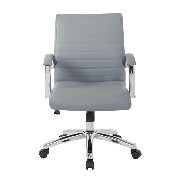 OSP Home Furnishings Executive Low Back Faux Leather Office Chair with Chrome Base for Professional Workspaces Charcoal FL92011C-U42